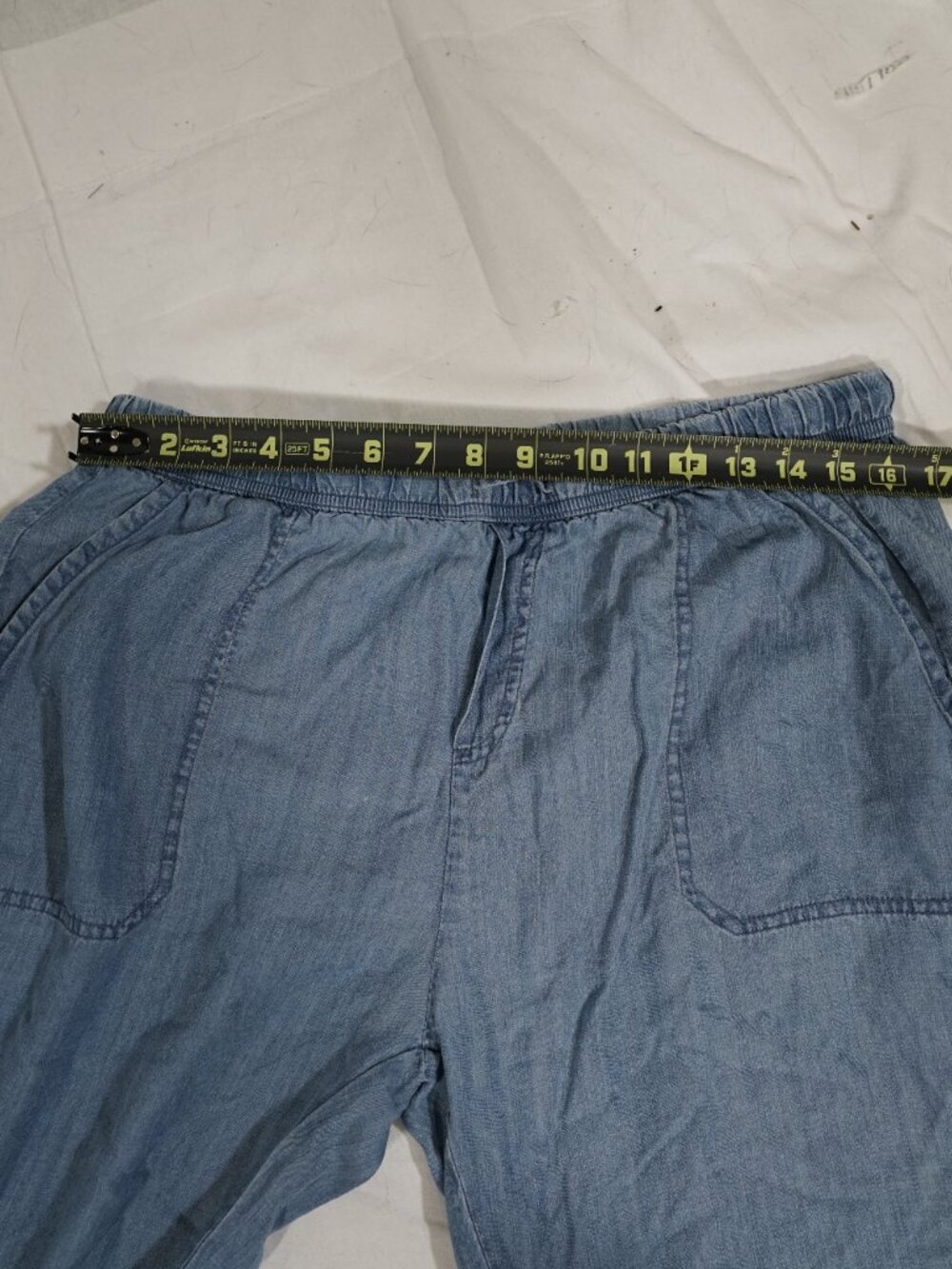 Splendid Lyocell Chambray Pull On Crop Pants L Coastal Grandmother Minimalist - Picture 6 of 7